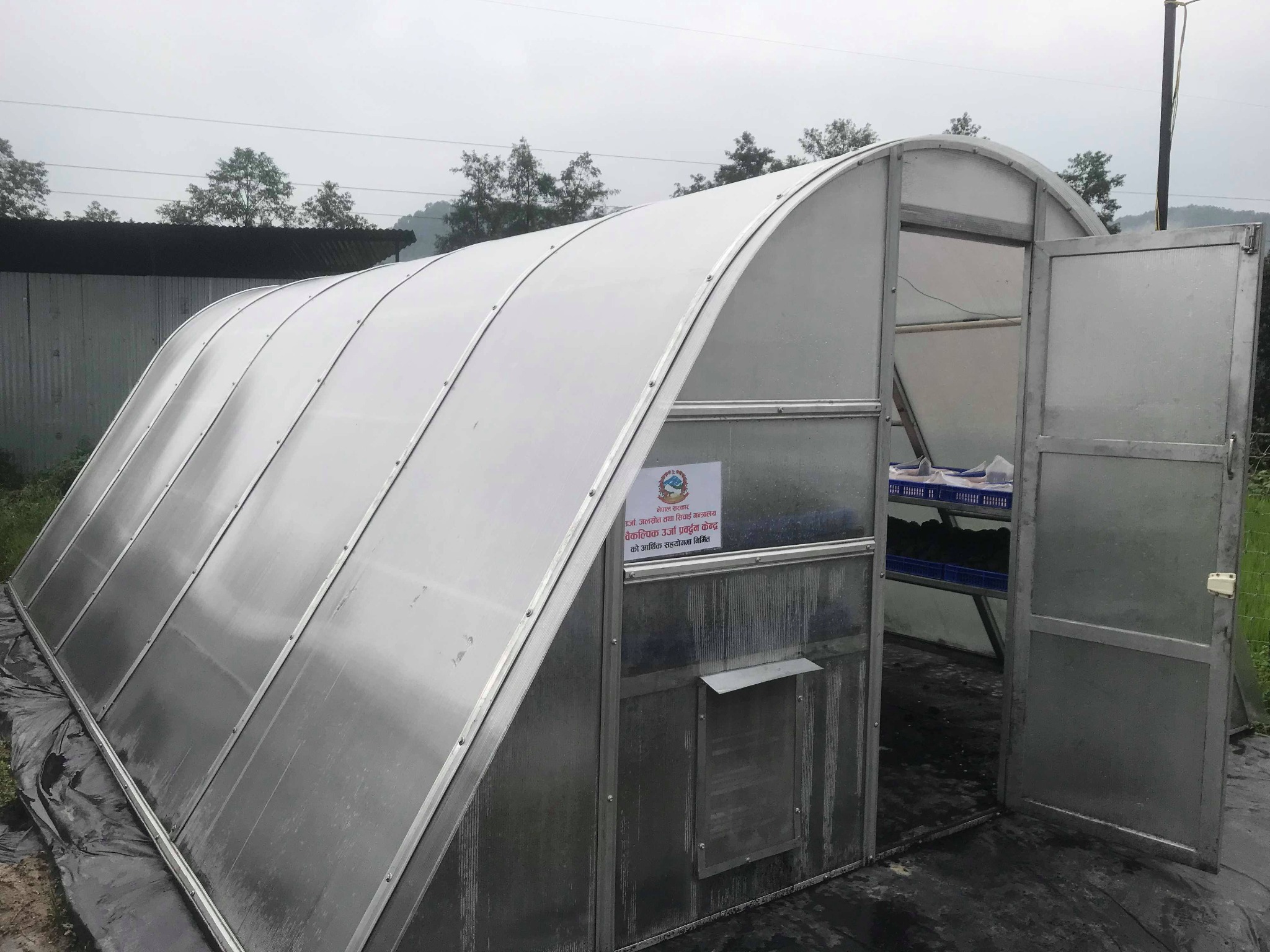 Completed 250 square foot greenhouse dryer at Sanga